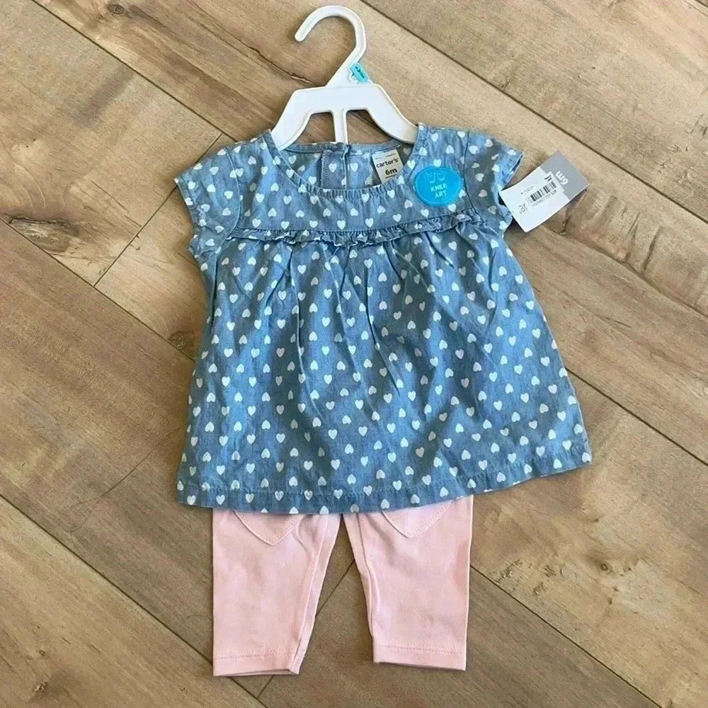 4/$25 Carter’s NEW 2 Piece Heart Shirt Pants Sz 6 Months